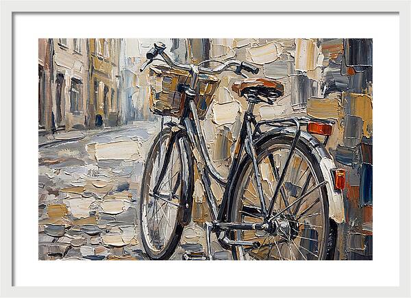 Vintage Bicycle Against Cobblestone Street