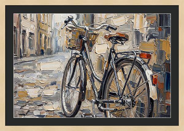 Vintage Bicycle Against Cobblestone Street