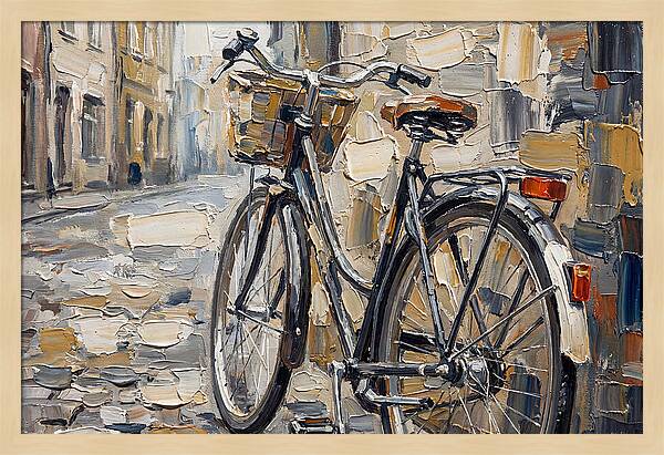 Vintage Bicycle Against Cobblestone Street