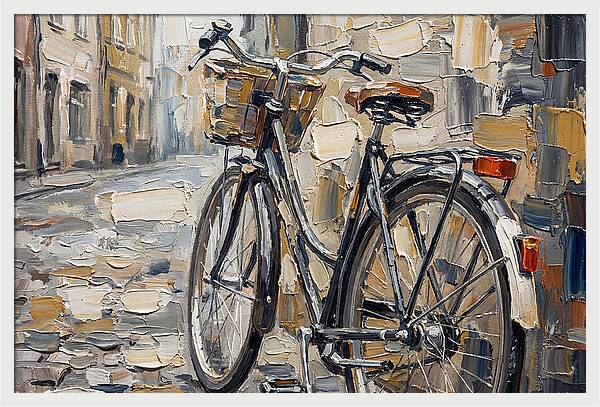 Vintage Bicycle Against Cobblestone Street