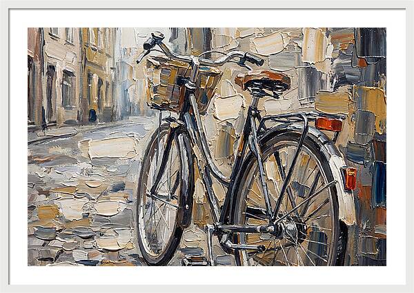 Vintage Bicycle Against Cobblestone Street