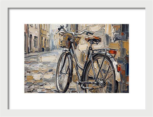 Vintage Bicycle Against Cobblestone Street