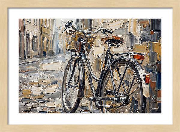 Vintage Bicycle Against Cobblestone Street