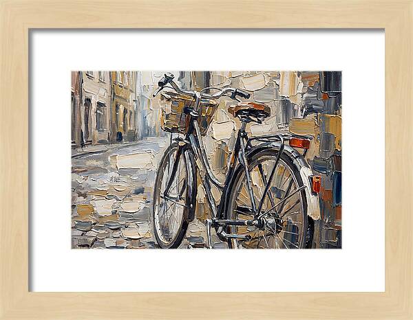 Vintage Bicycle Against Cobblestone Street