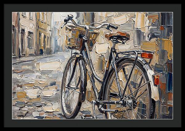 Vintage Bicycle Against Cobblestone Street