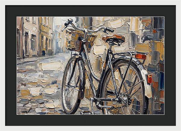 Vintage Bicycle Against Cobblestone Street