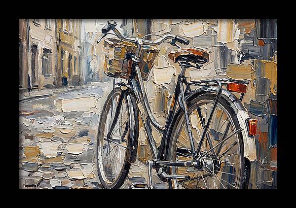 Vintage Bicycle Against Cobblestone Street