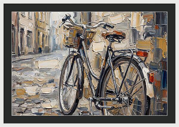 Vintage Bicycle Against Cobblestone Street