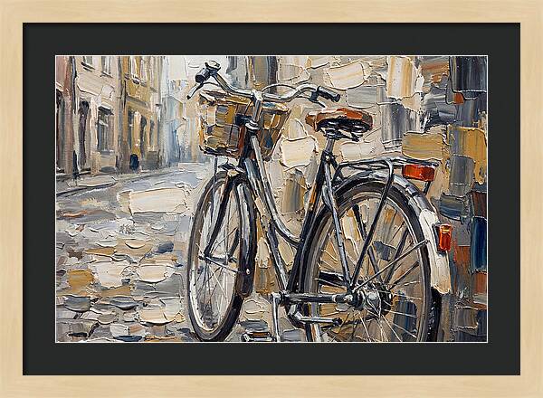 Vintage Bicycle Against Cobblestone Street
