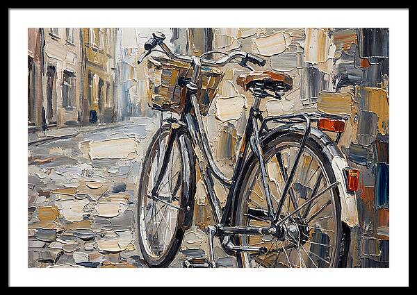 Vintage Bicycle Against Cobblestone Street