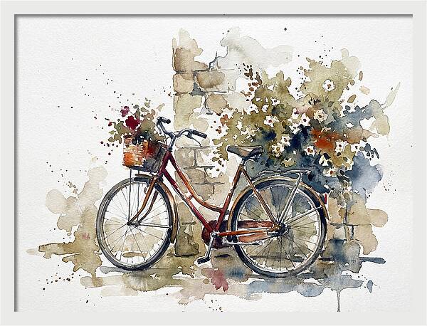 Vintage Bicycle Among Flowers