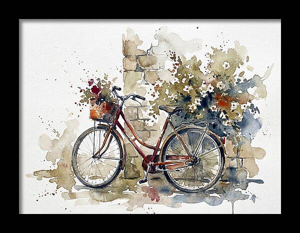 Vintage Bicycle Among Flowers