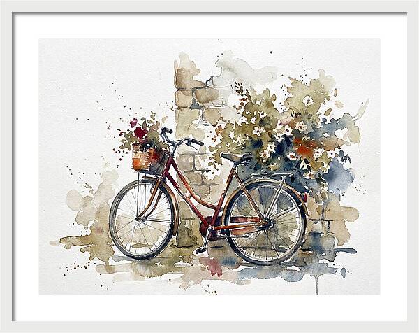 Vintage Bicycle Among Flowers