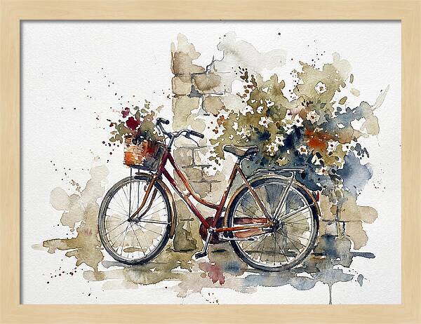 Vintage Bicycle Among Flowers