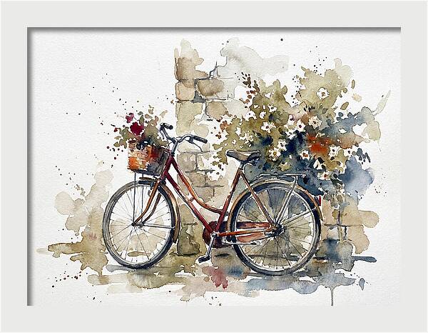 Vintage Bicycle Among Flowers
