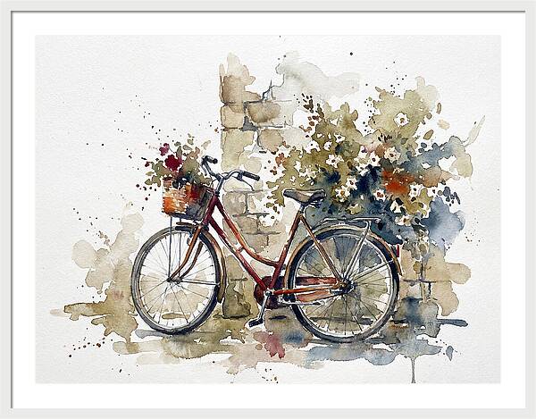 Vintage Bicycle Among Flowers