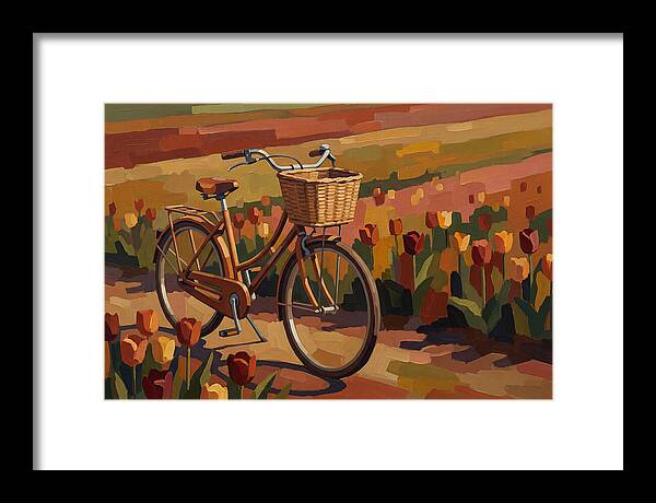 Vintage Bicycle Among Tulips