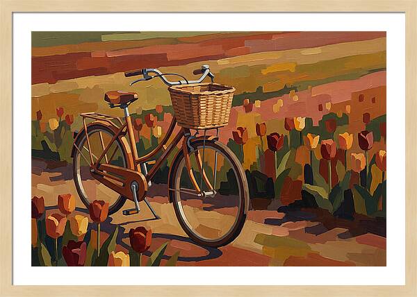 Vintage Bicycle Among Tulips
