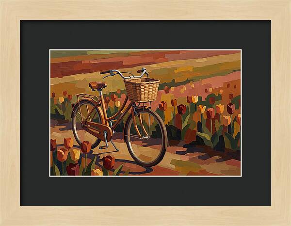 Vintage Bicycle Among Tulips