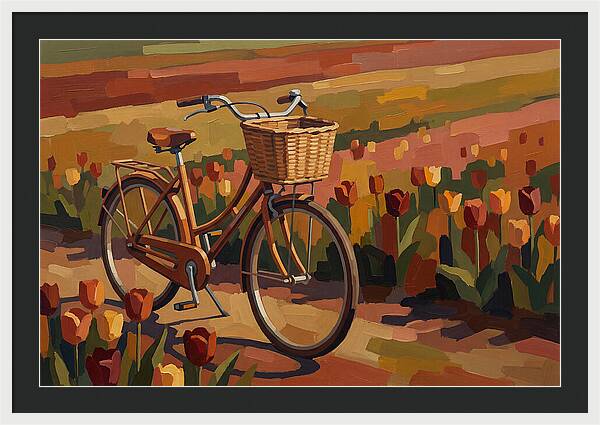 Vintage Bicycle Among Tulips
