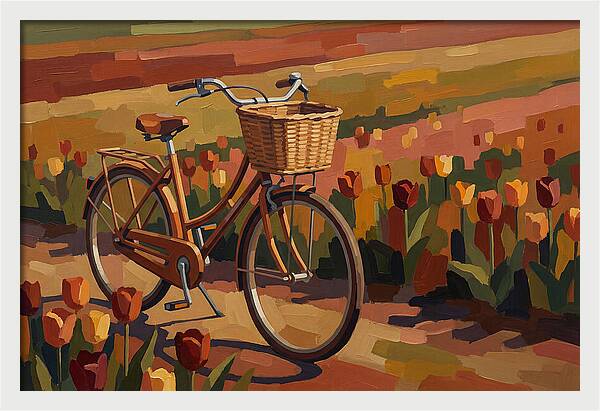 Vintage Bicycle Among Tulips
