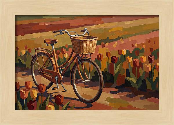 Vintage Bicycle Among Tulips