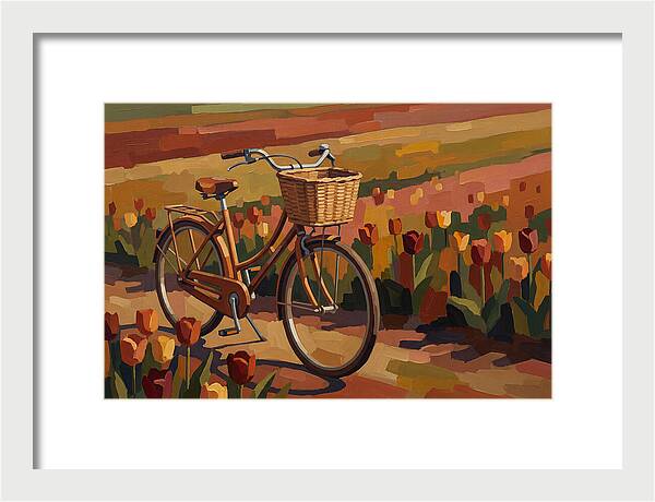 Vintage Bicycle Among Tulips