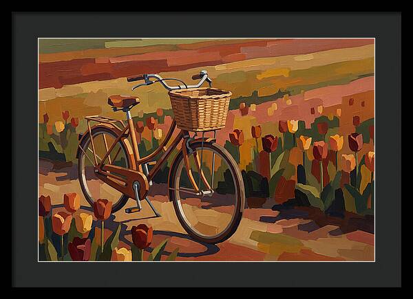 Vintage Bicycle Among Tulips