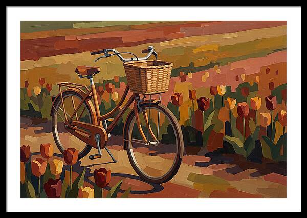 Vintage Bicycle Among Tulips