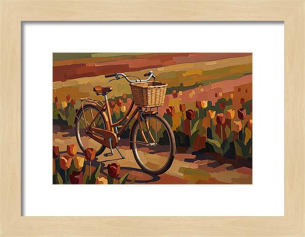Vintage Bicycle Among Tulips