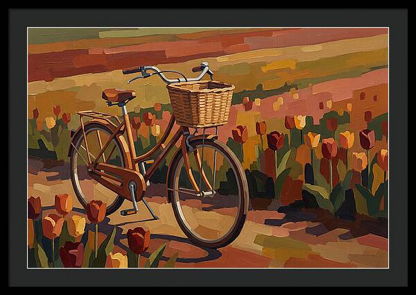 Vintage Bicycle Among Tulips