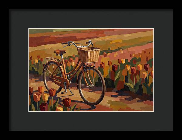 Vintage Bicycle Among Tulips