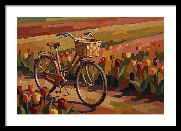 Vintage Bicycle Among Tulips