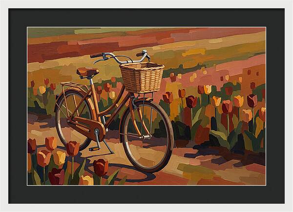 Vintage Bicycle Among Tulips