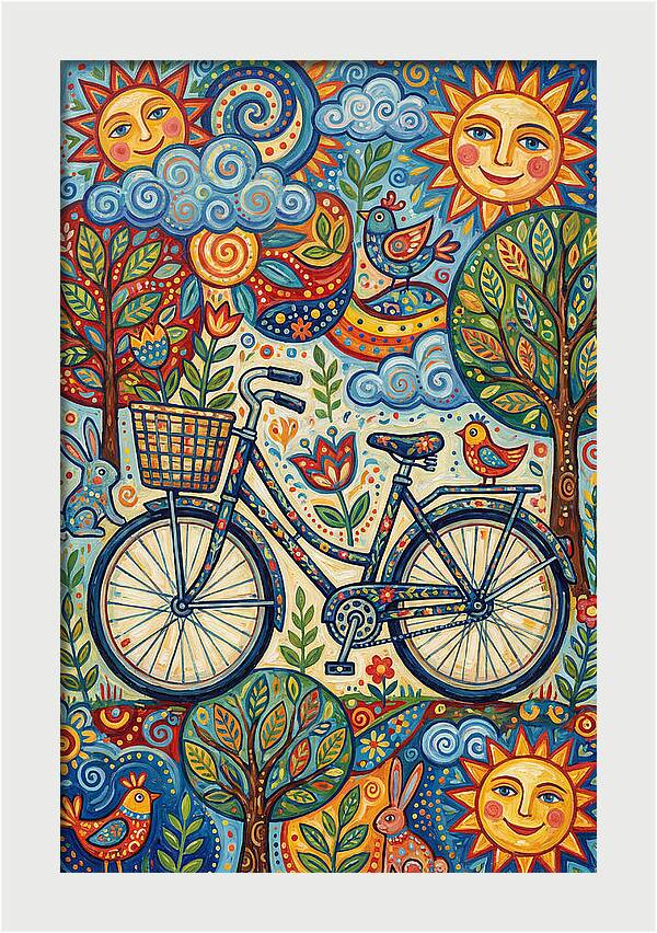 Vintage Bicycle In A Whimsical Landscape