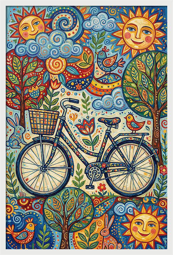 Vintage Bicycle In A Whimsical Landscape