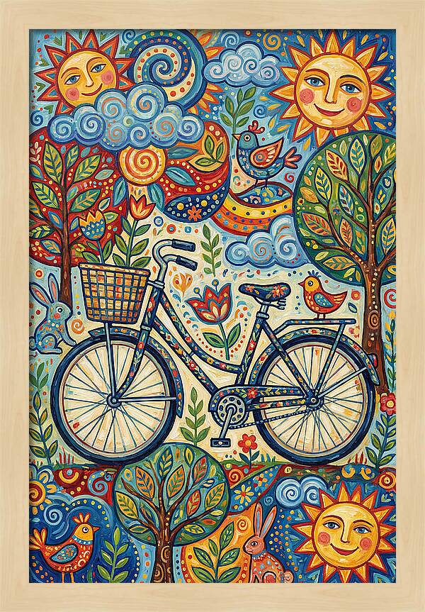 Vintage Bicycle In A Whimsical Landscape