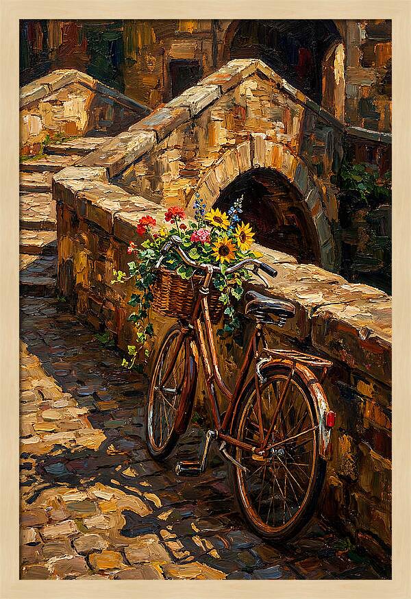 Vintage Bicycle With Flower Basket