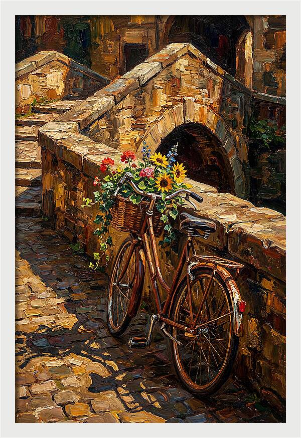 Vintage Bicycle With Flower Basket
