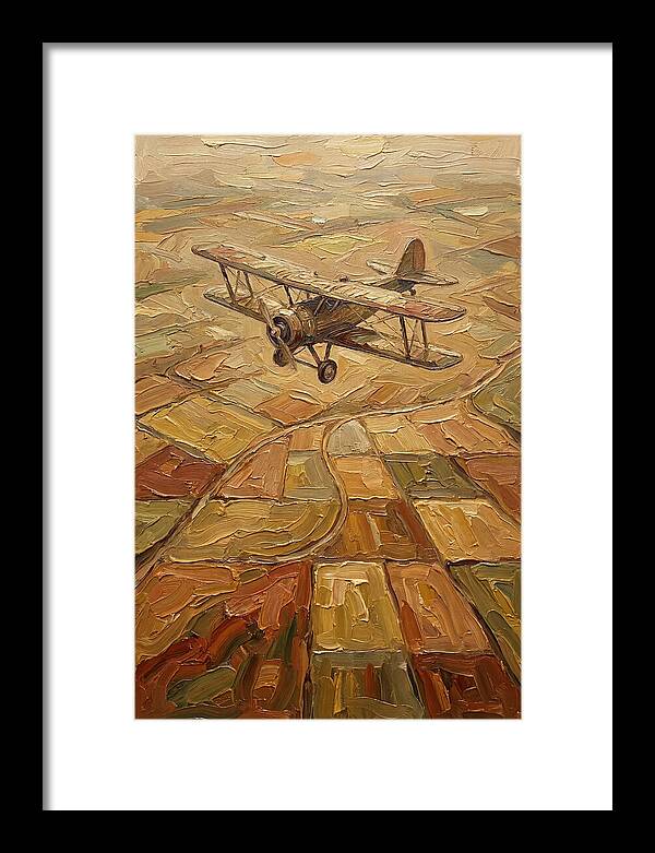 Vintage Biplane Over Golden Fields