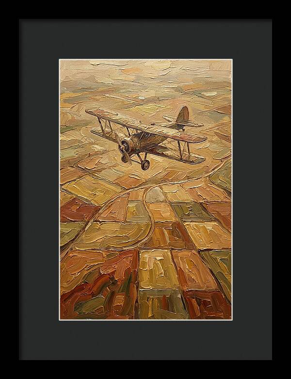 Vintage Biplane Over Golden Fields
