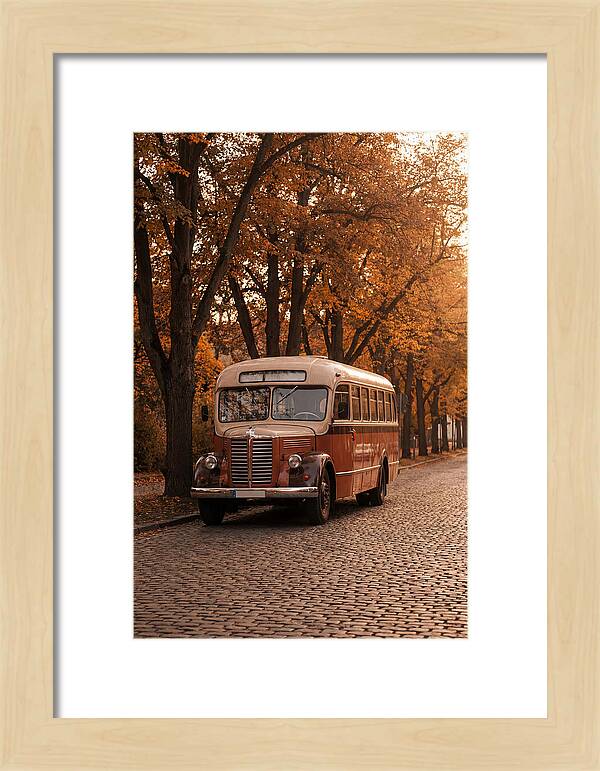 Vintage Bus Amidst Autumn Leaves