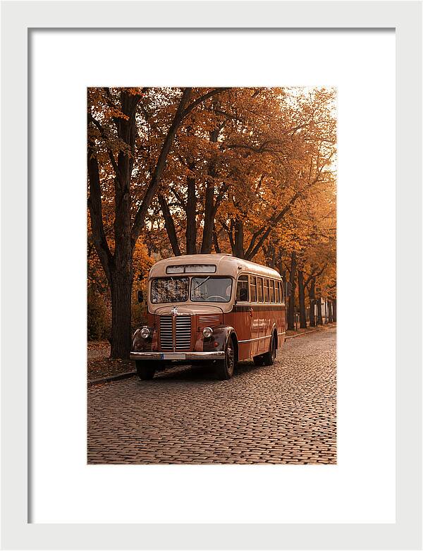 Vintage Bus Amidst Autumn Leaves