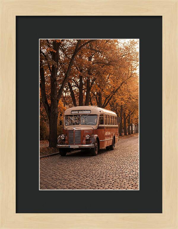 Vintage Bus Amidst Autumn Leaves