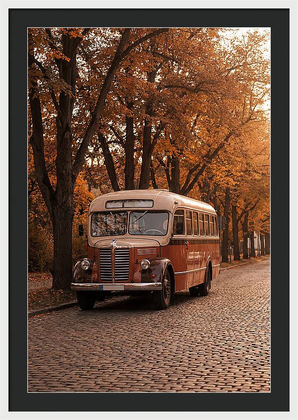 Vintage Bus Amidst Autumn Leaves