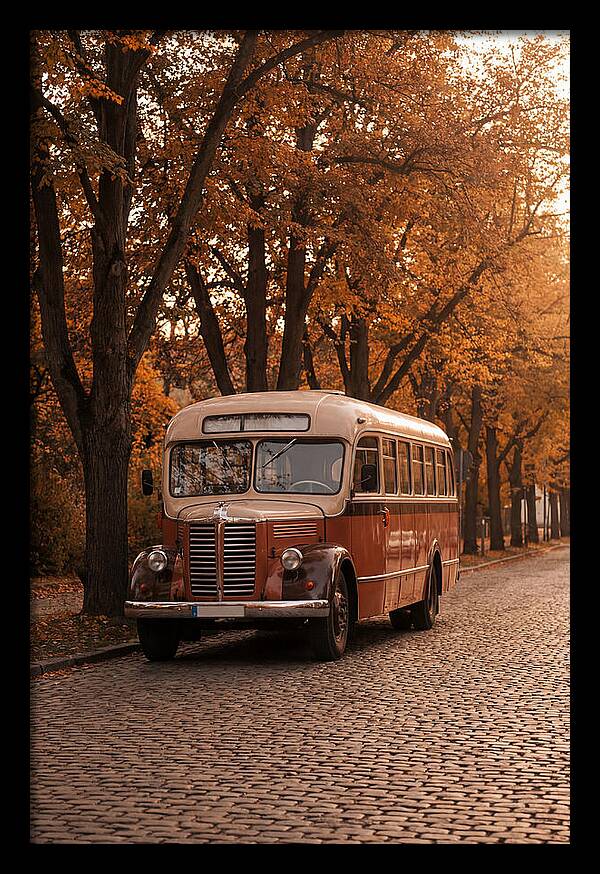 Vintage Bus Amidst Autumn Leaves