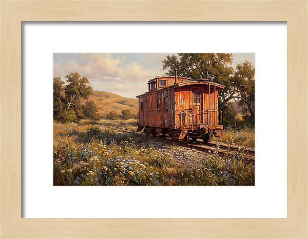 Vintage Caboose Amidst Wildflowers