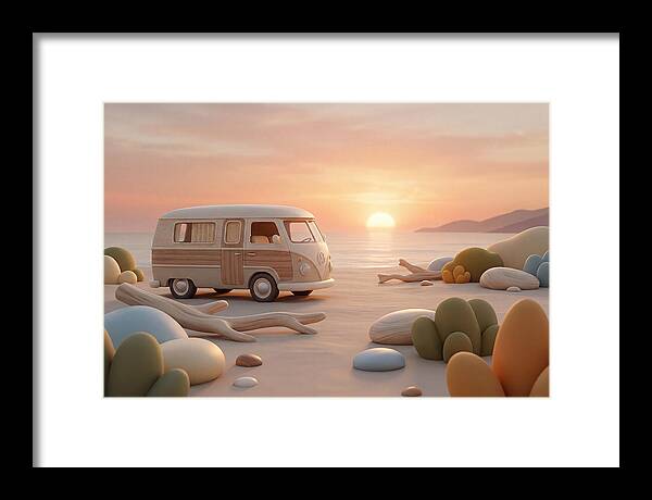 Vintage Camper Van At Sunset