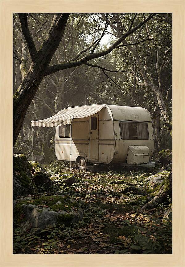 Vintage Camping Trailer In Nature