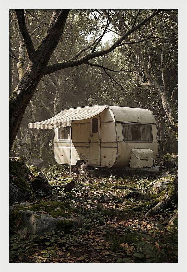 Vintage Camping Trailer In Nature